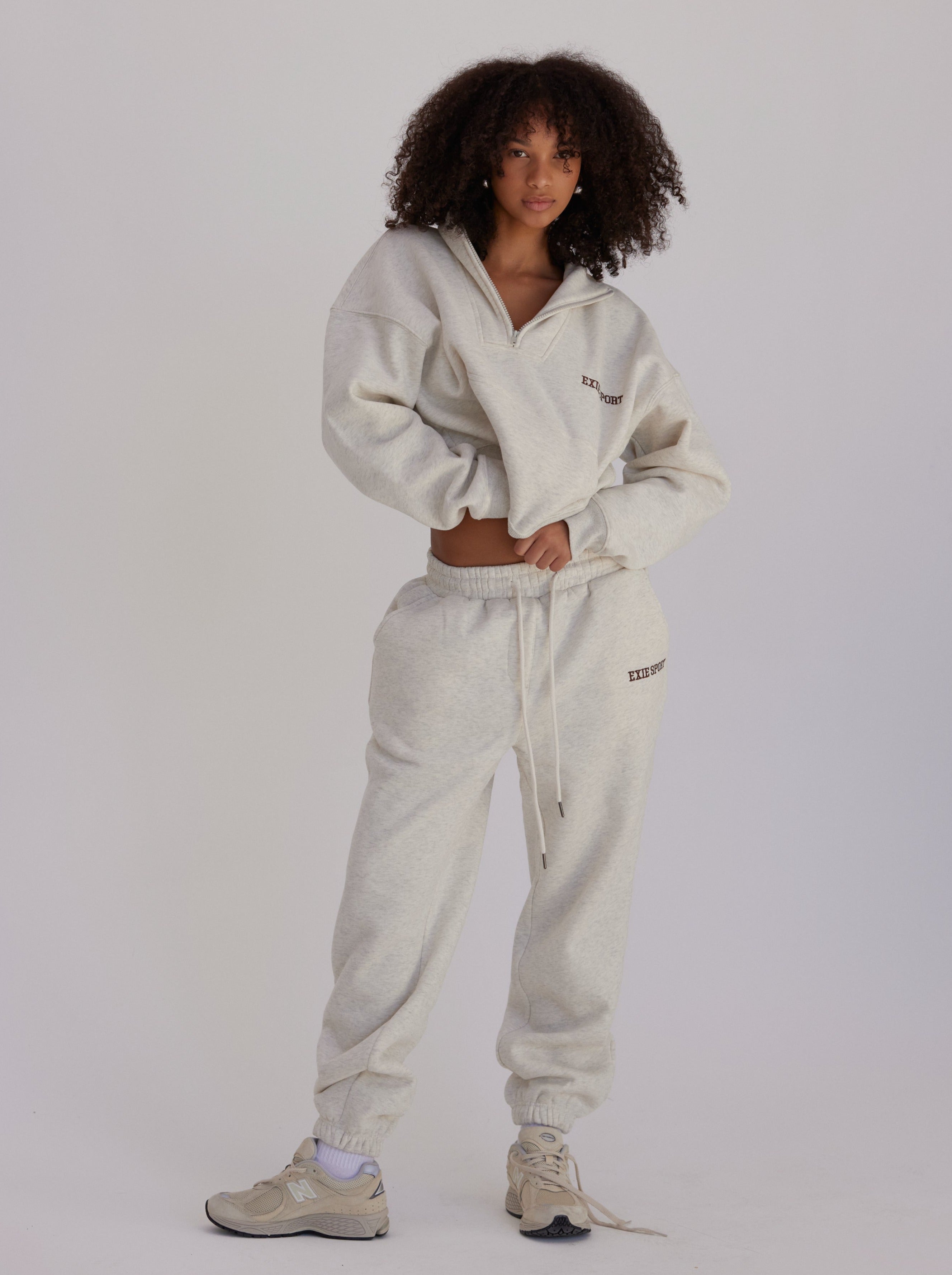 EXIE SPORT TRACK PANT - CREAM MARLE