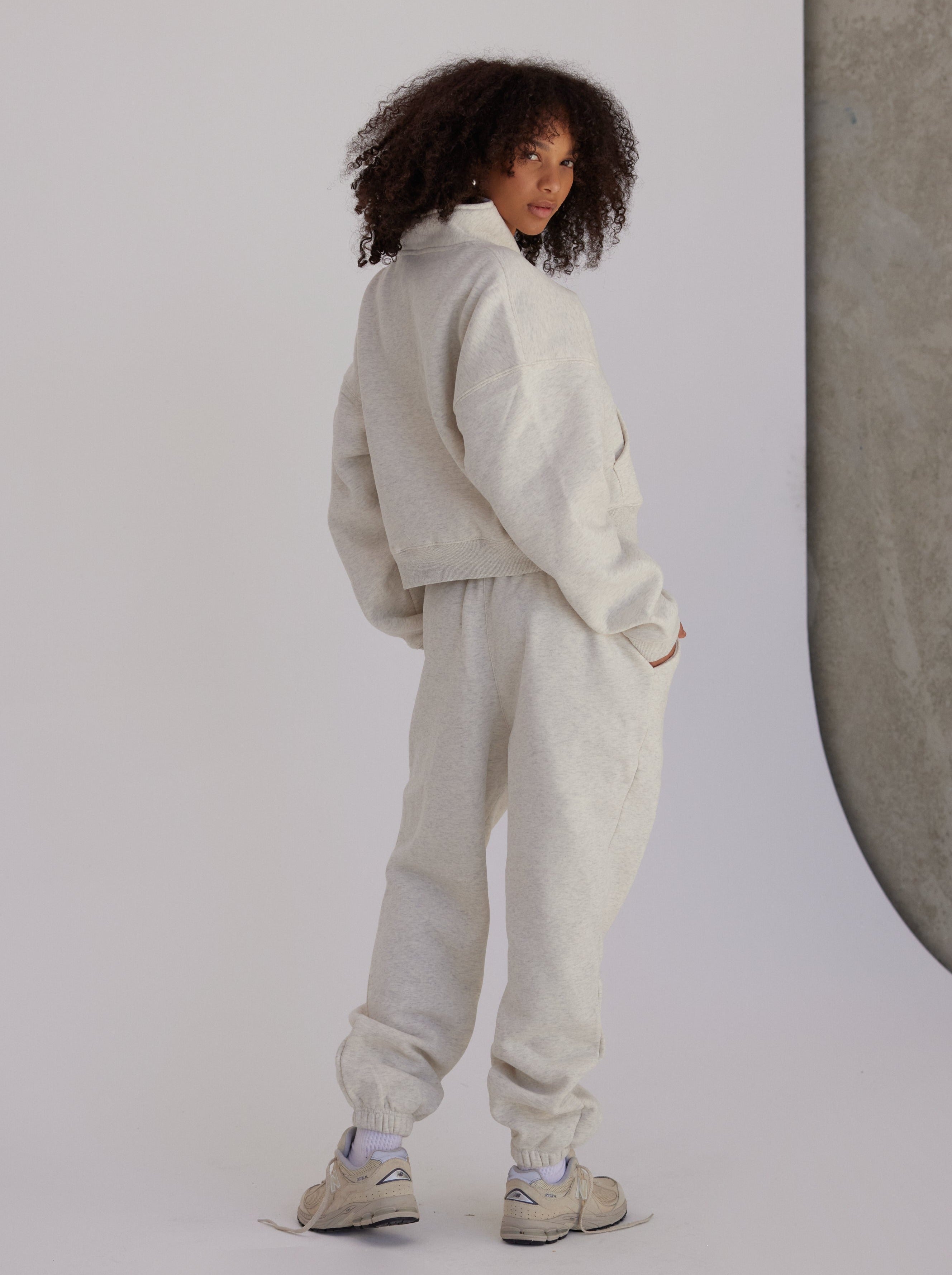 EXIE SPORT TRACK PANT - CREAM MARLE