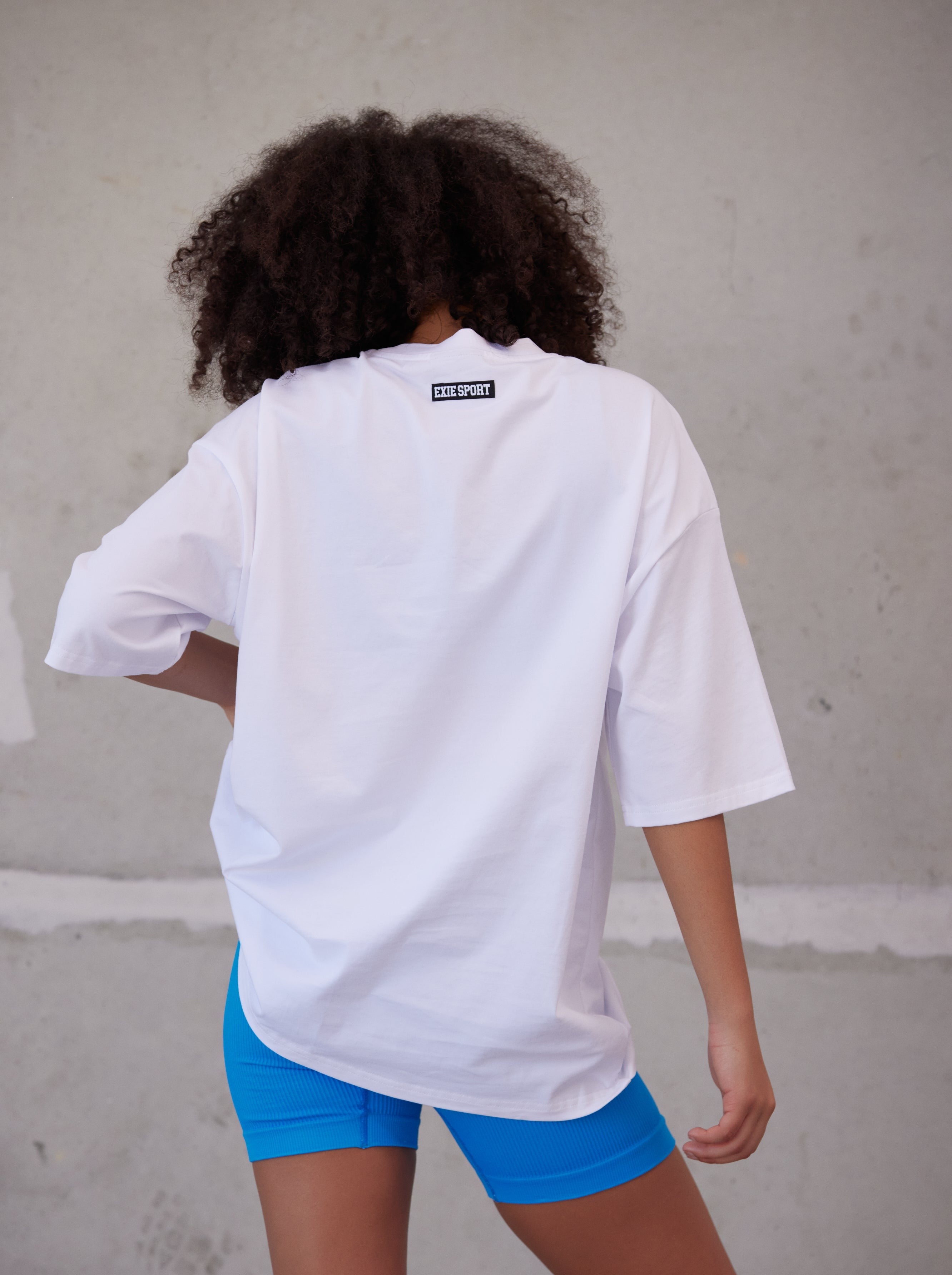 EXIE SPORT OVERSIZED TEE - WHITE/MALIBLUE