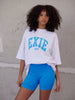 Load image into Gallery viewer, EXIE SPORT OVERSIZED TEE - WHITE/MALIBLUE