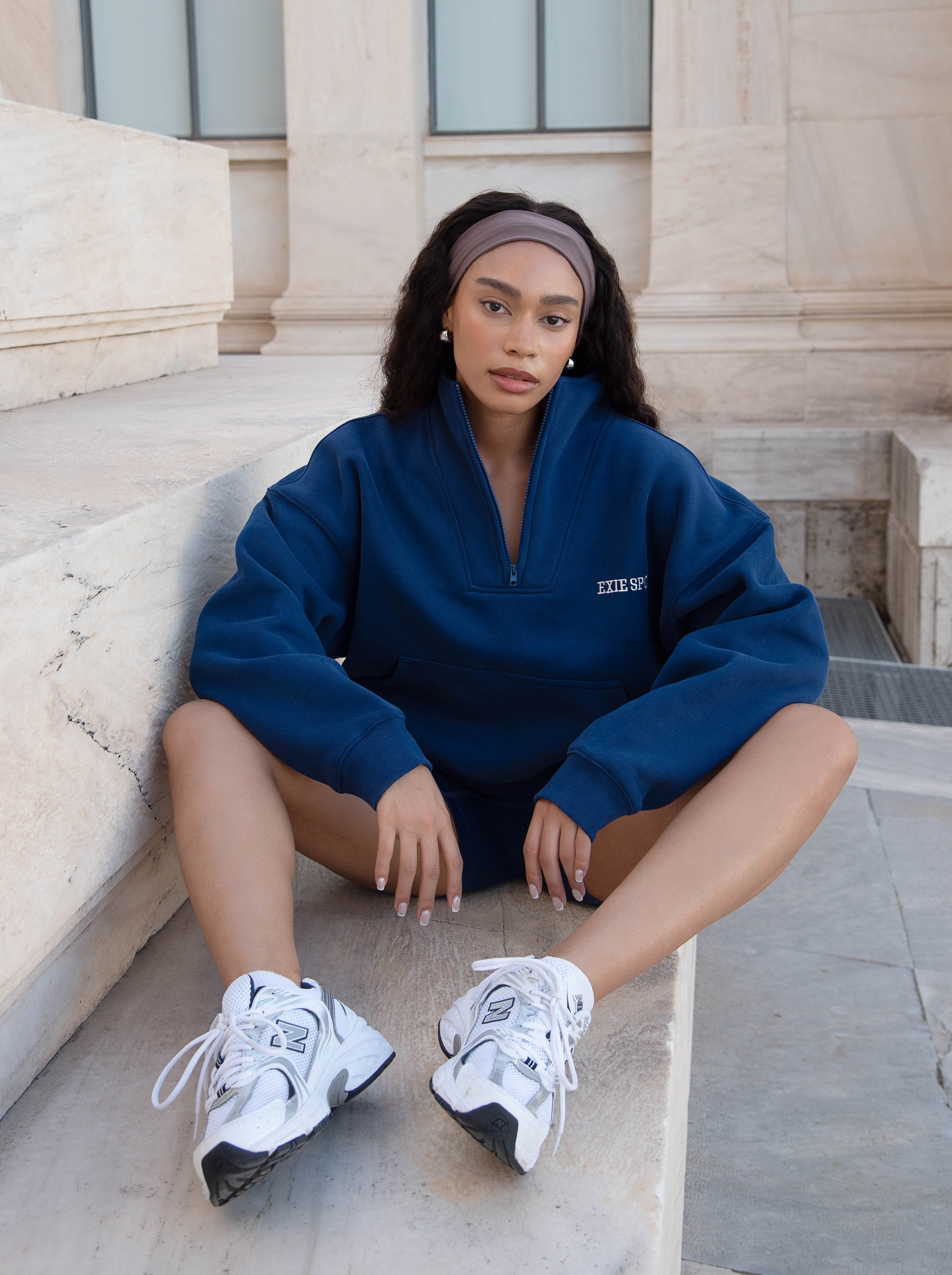 HALF ZIP SWEATER - NAVY