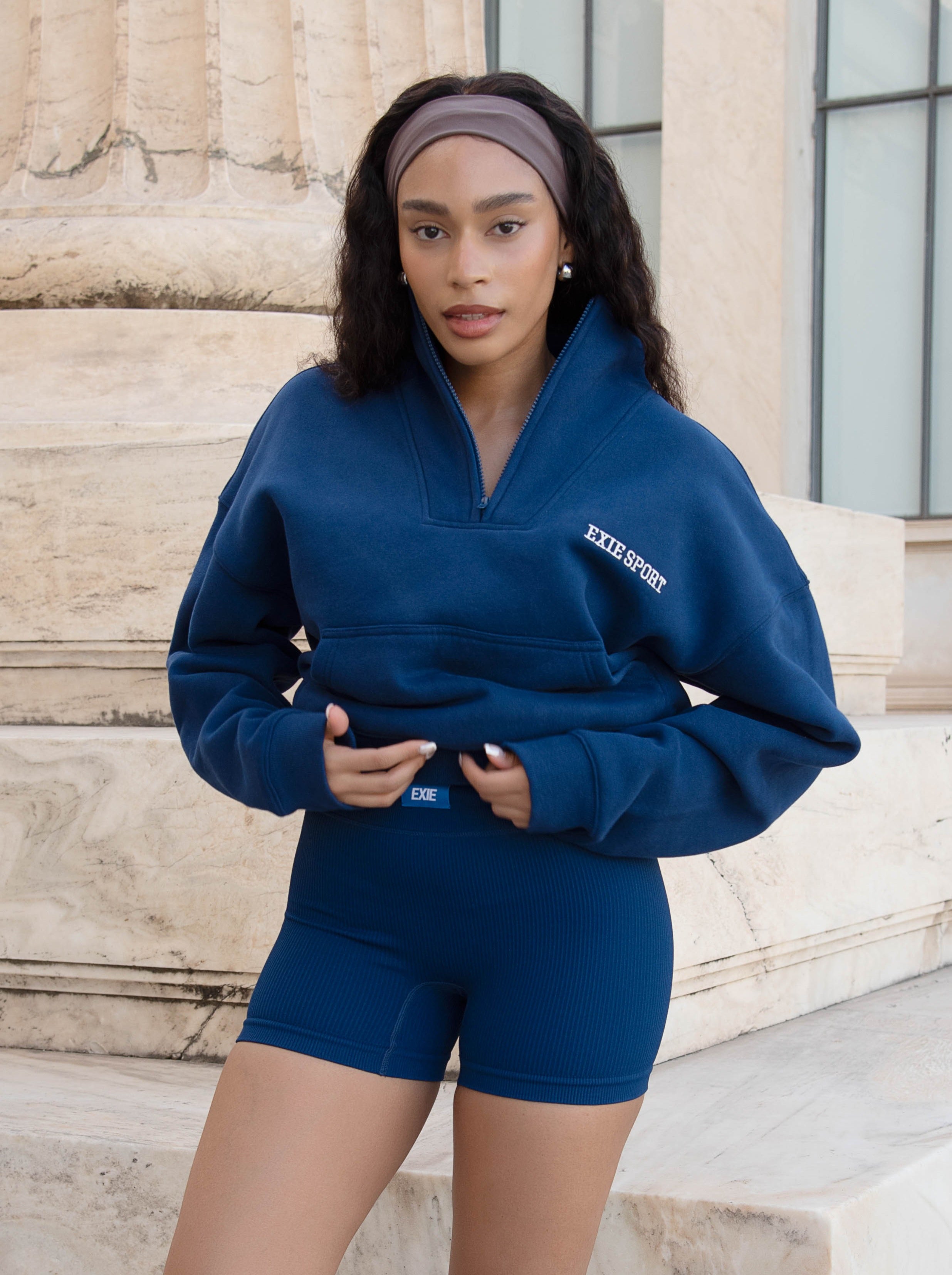 HALF ZIP SWEATER - NAVY