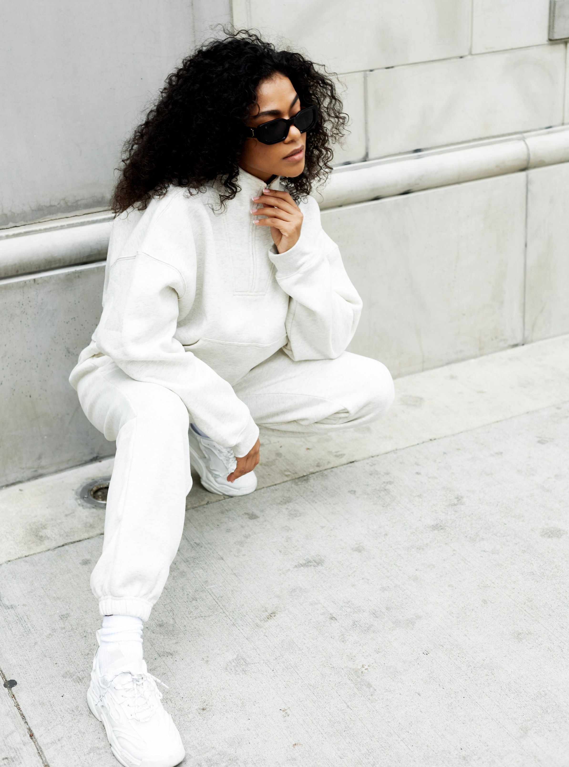 EXIE SPORT TRACK PANT - CREAM MARLE