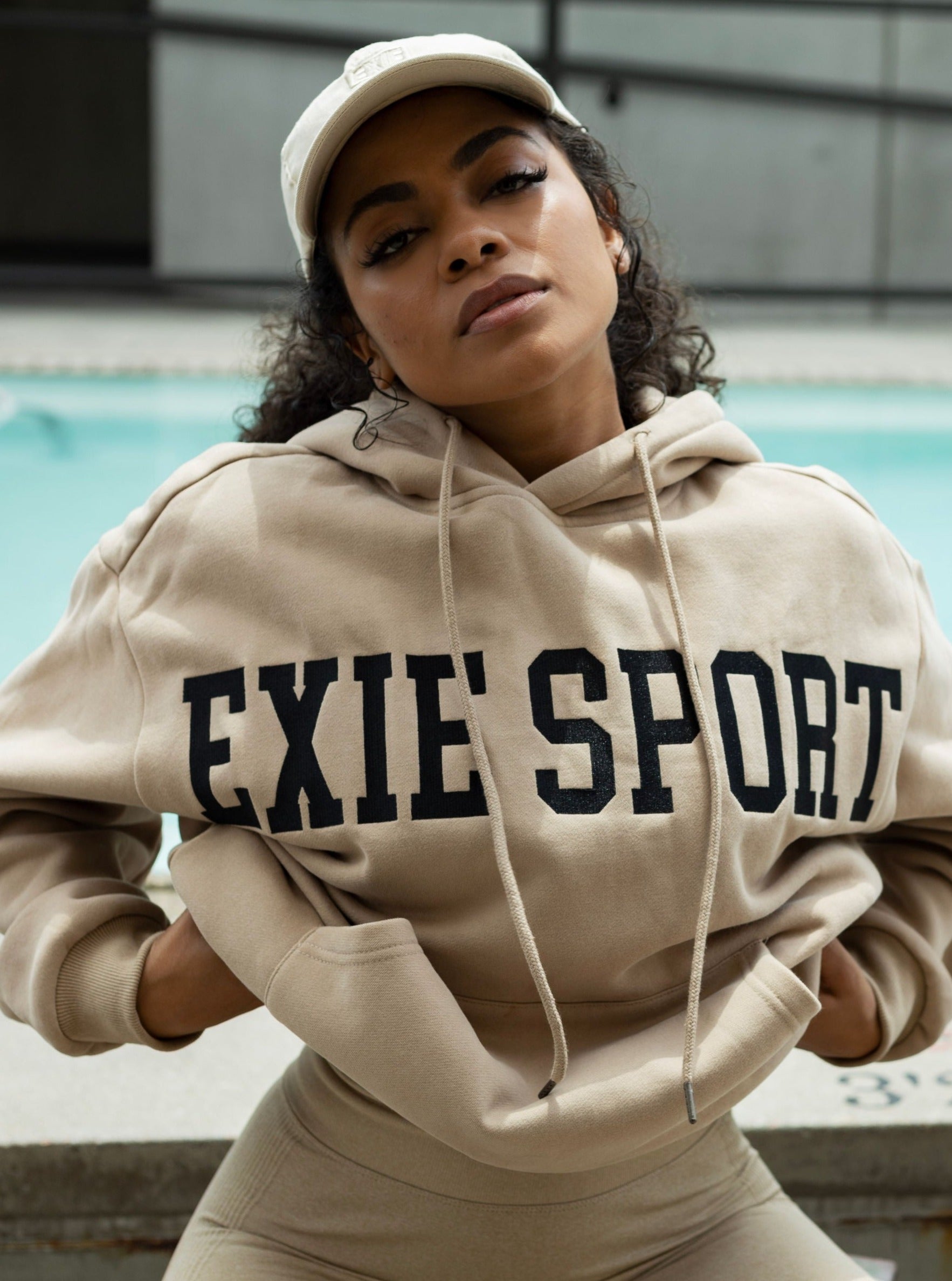 Exie College Hoodie - Latte – EXIE | Sweatshirts