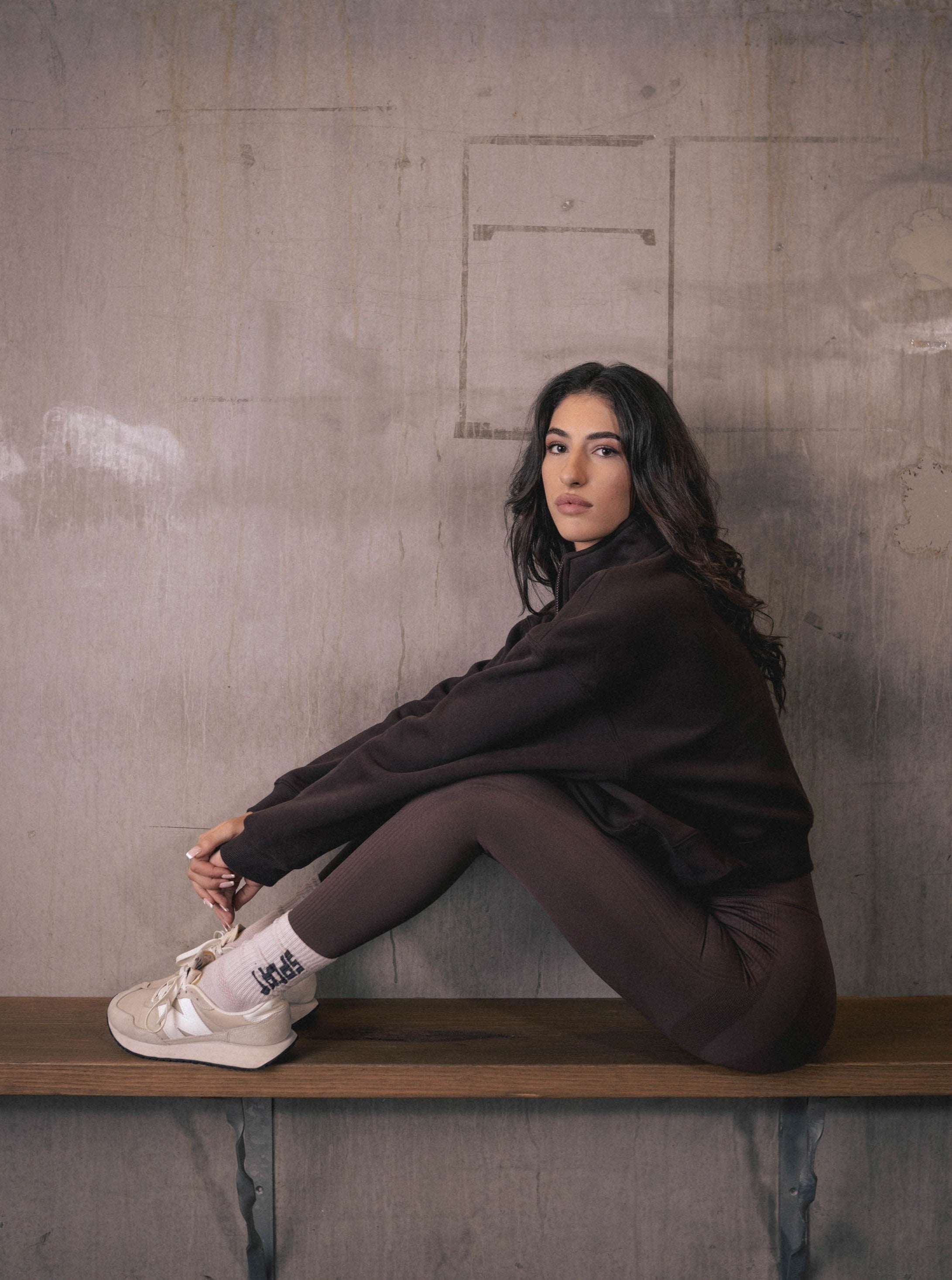 HALF ZIP SWEATER - ESPRESSO