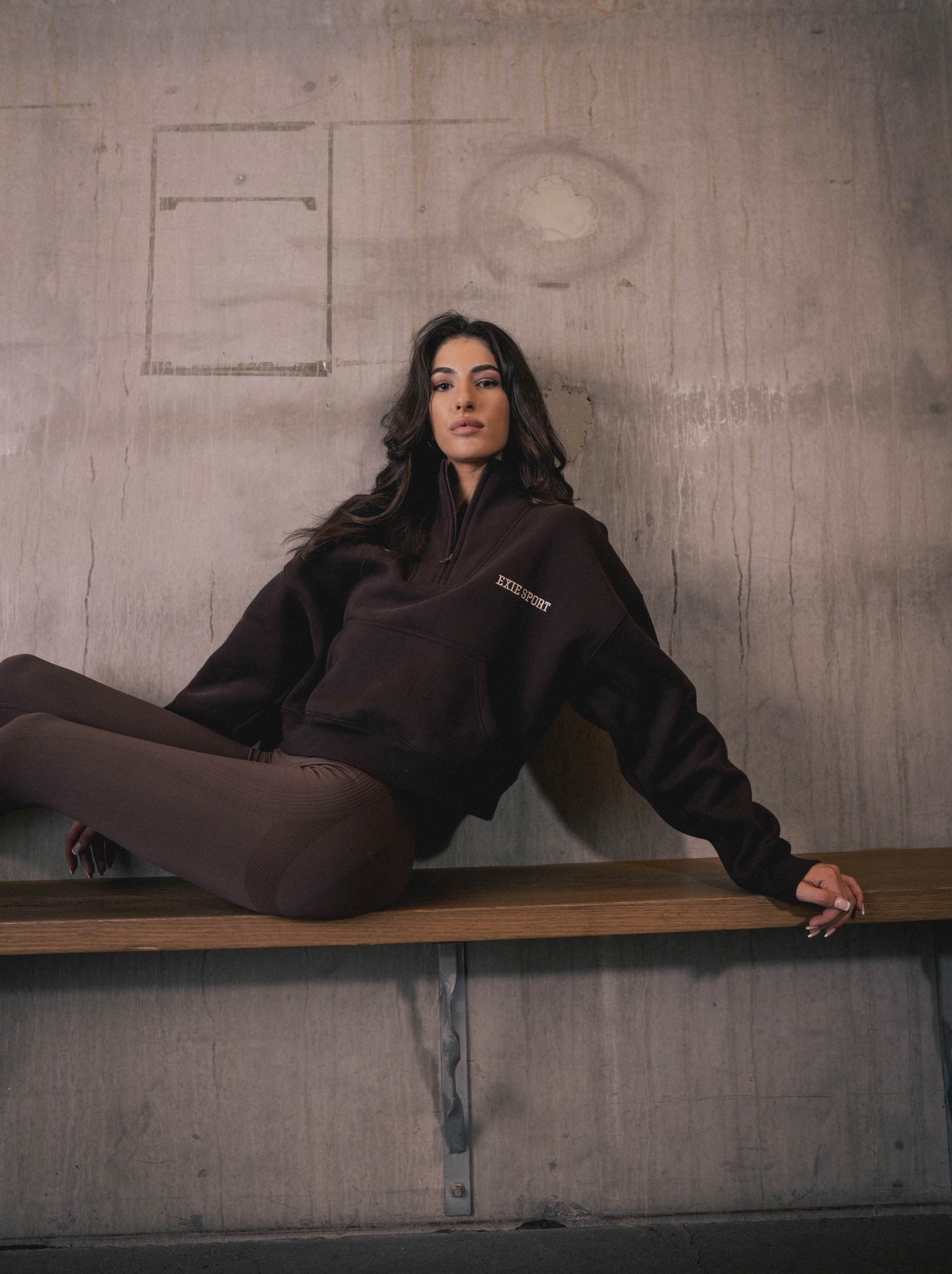 HALF ZIP SWEATER - ESPRESSO