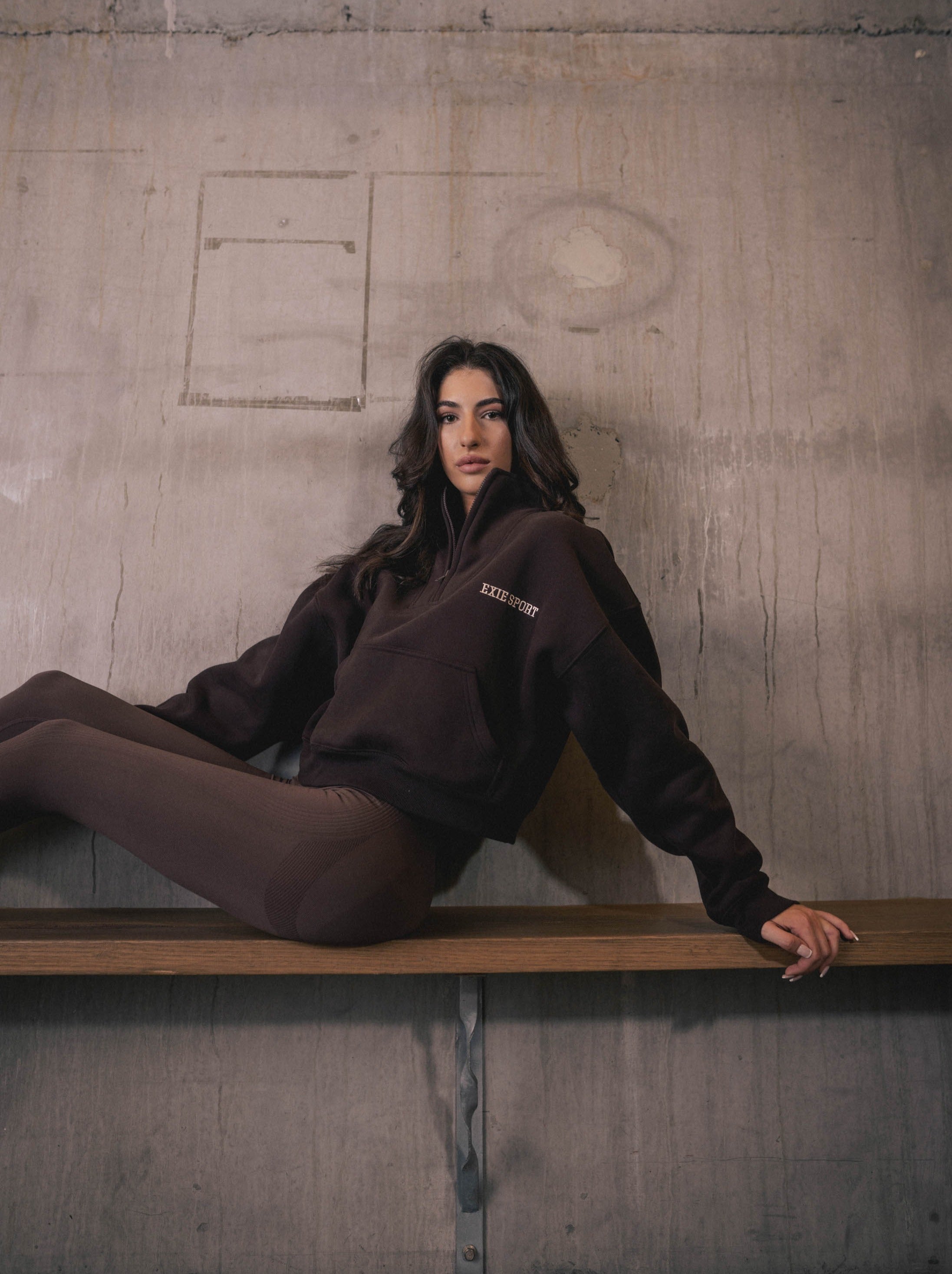 HALF ZIP SWEATER - ESPRESSO