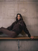 HALF ZIP SWEATER - ESPRESSO
