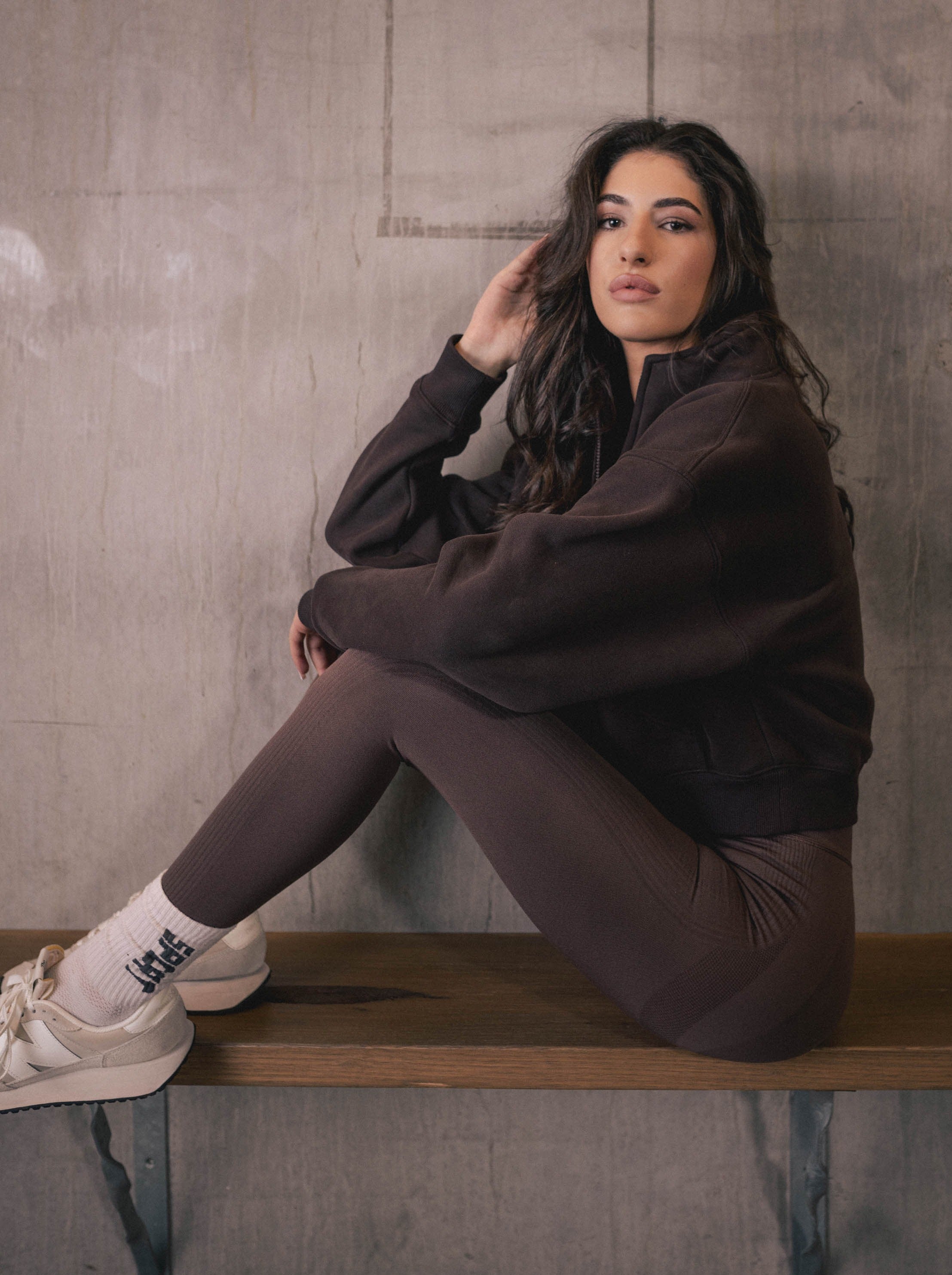 HALF ZIP SWEATER - ESPRESSO