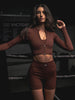 BEND LONG SLEEVE ZIP FRONT TOP - SIENNA