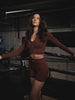 BEND LONG SLEEVE ZIP FRONT TOP - SIENNA