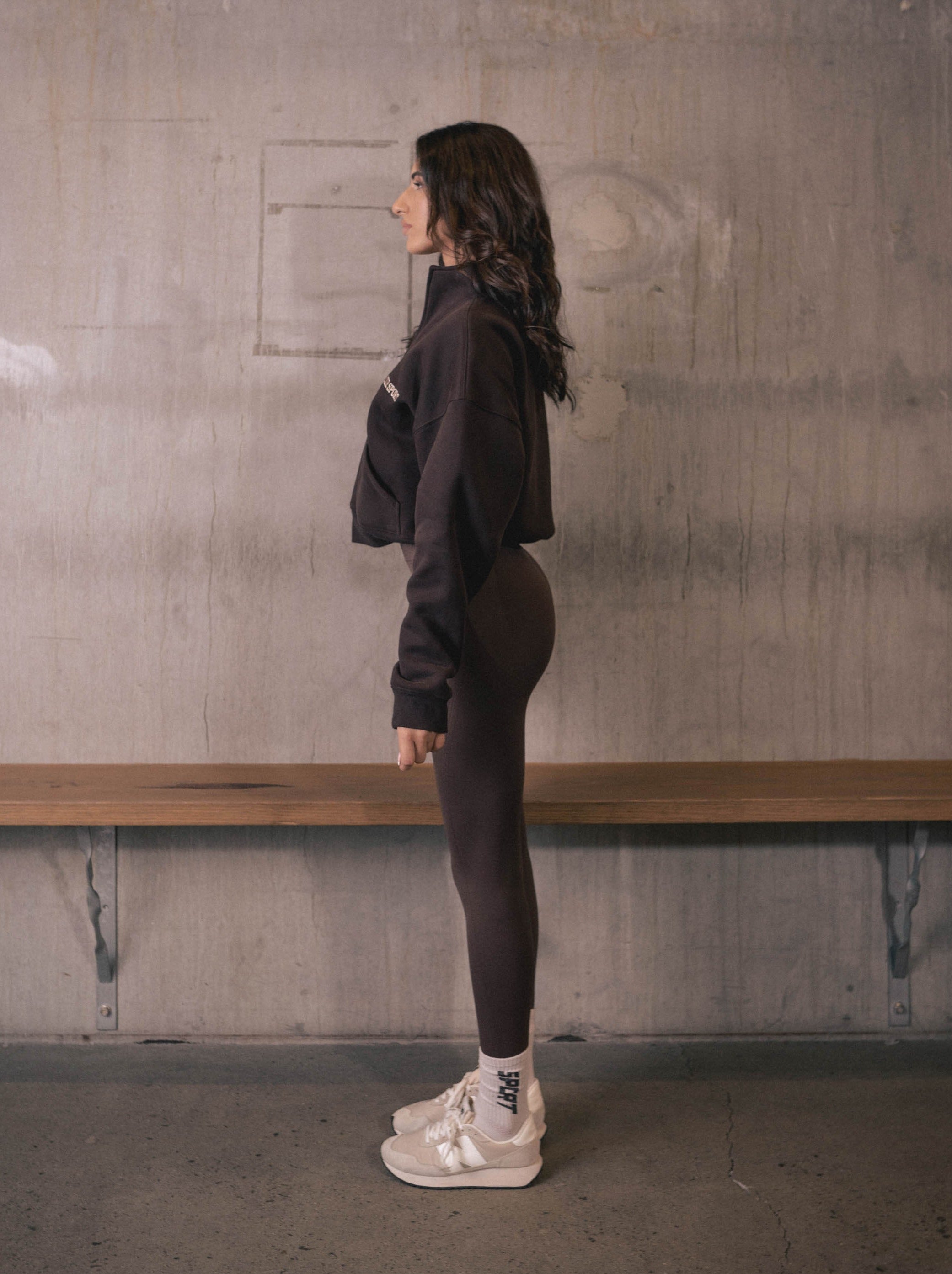 HALF ZIP SWEATER - ESPRESSO